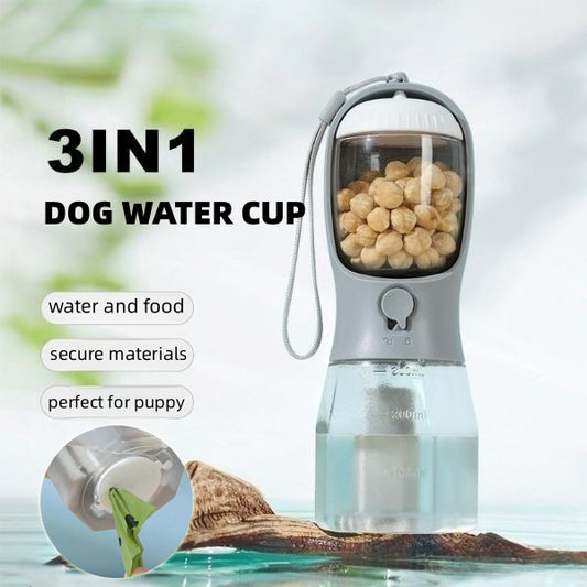 3 in 1 Portable Dog Water Cup Drinking, Food, Garbage Bag
